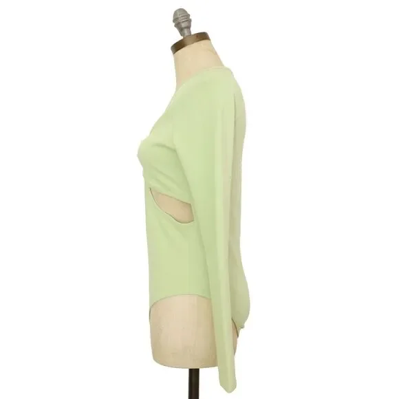 TOPSHOP O-ring Cutout Long Sleeve Bodysuit US 8-10 (UK M) Light Green NEW B21 - Picture 5 of 6